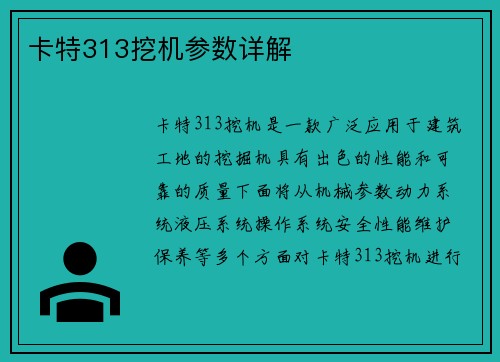 卡特313挖机参数详解